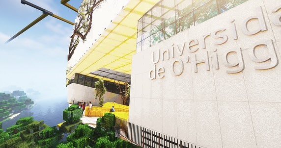 La Universidad de O’Higgins junto a un paisaje de bloques en la versión compartida por RancaguaLand.